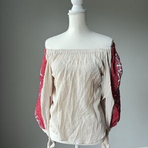 BELAIR | Embroidered Tie Sleeve Blouse Top